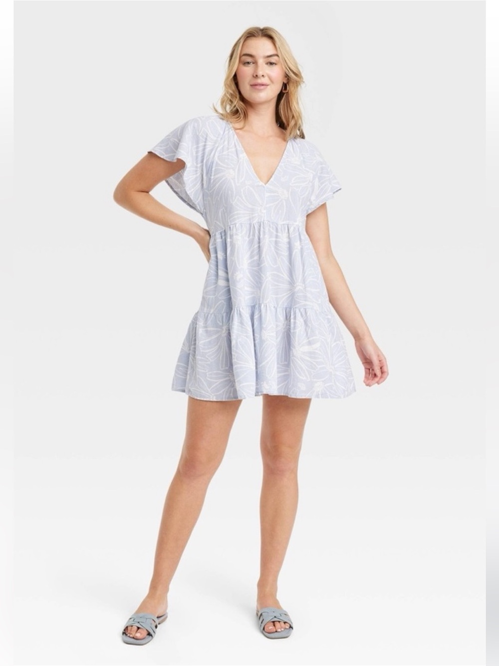 Universal Thread Mini Dress With Flutter Sleeves